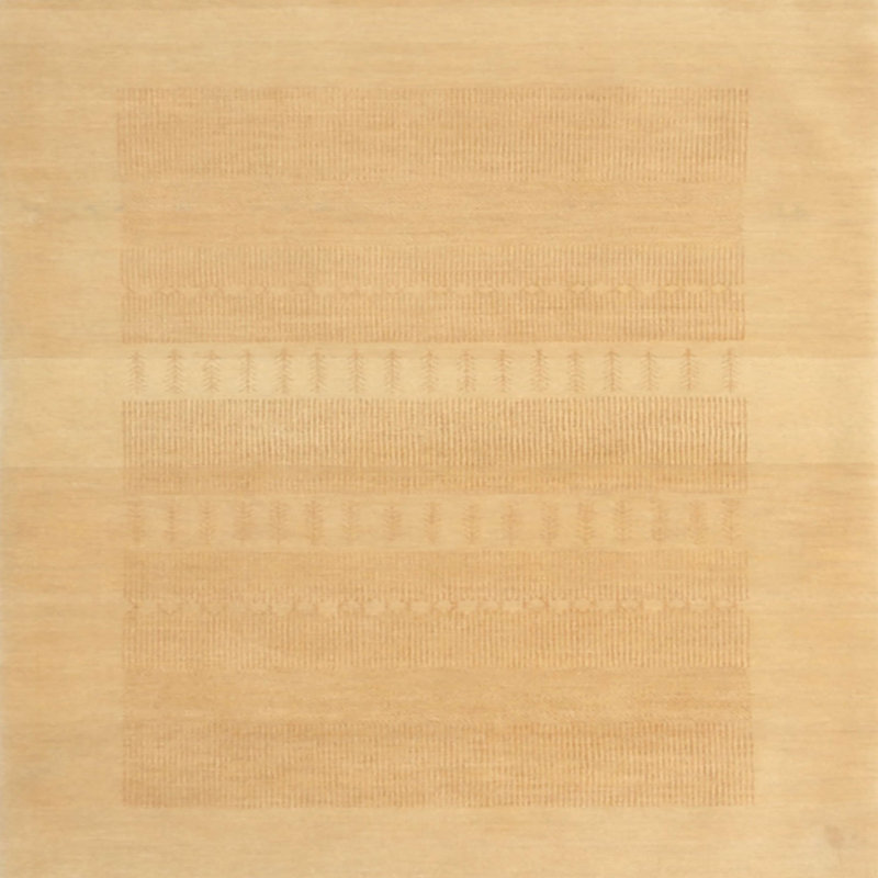 Tapis brun/crème contemporaine, Carré 7 pi