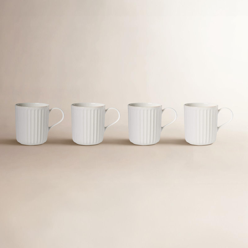 French Perle Scallop 4-Piece Mug Set