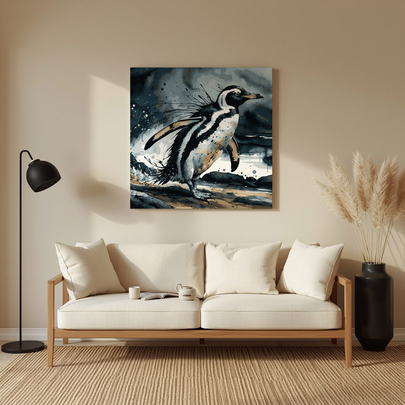 Faune, pingouin africain, art mural en métal bleu, H 16 po x l 16 po