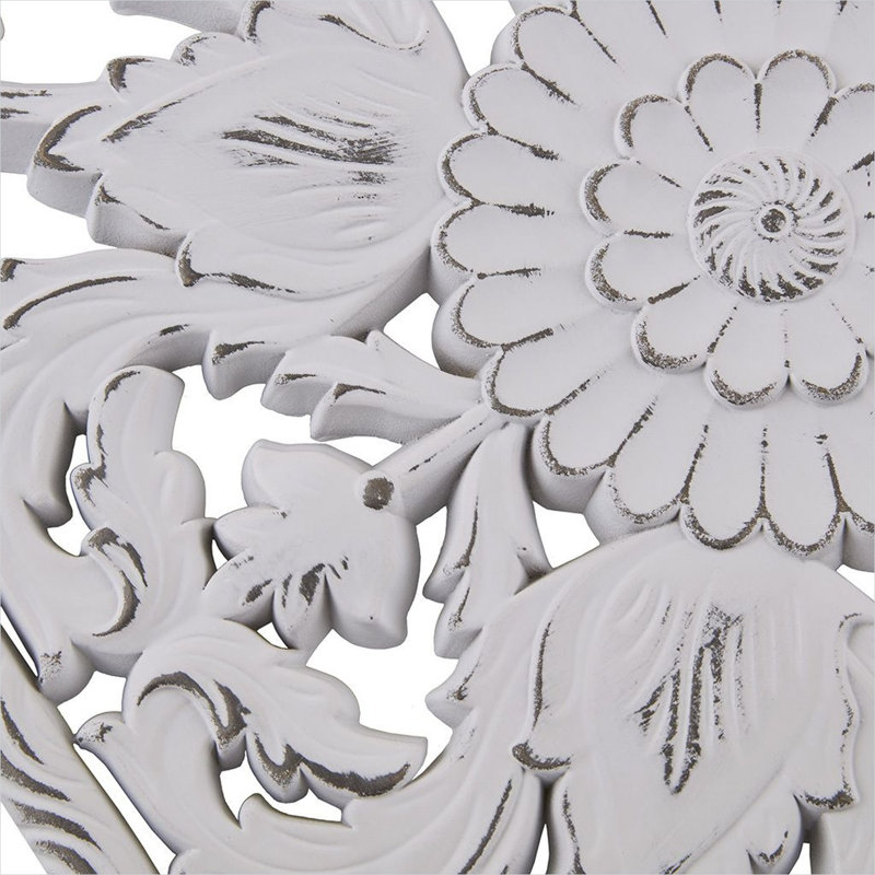 Ensemble de décoration murale en relief avec motif de lotus sculpté, construction en MDF en 2 pièces, 40 x 80 cm