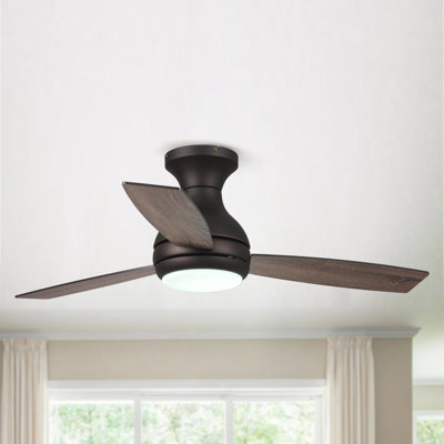 Aukje 48-Inch Indoor Matte Black Integrated LED 3-Blades Flush Mount Ceiling Fan