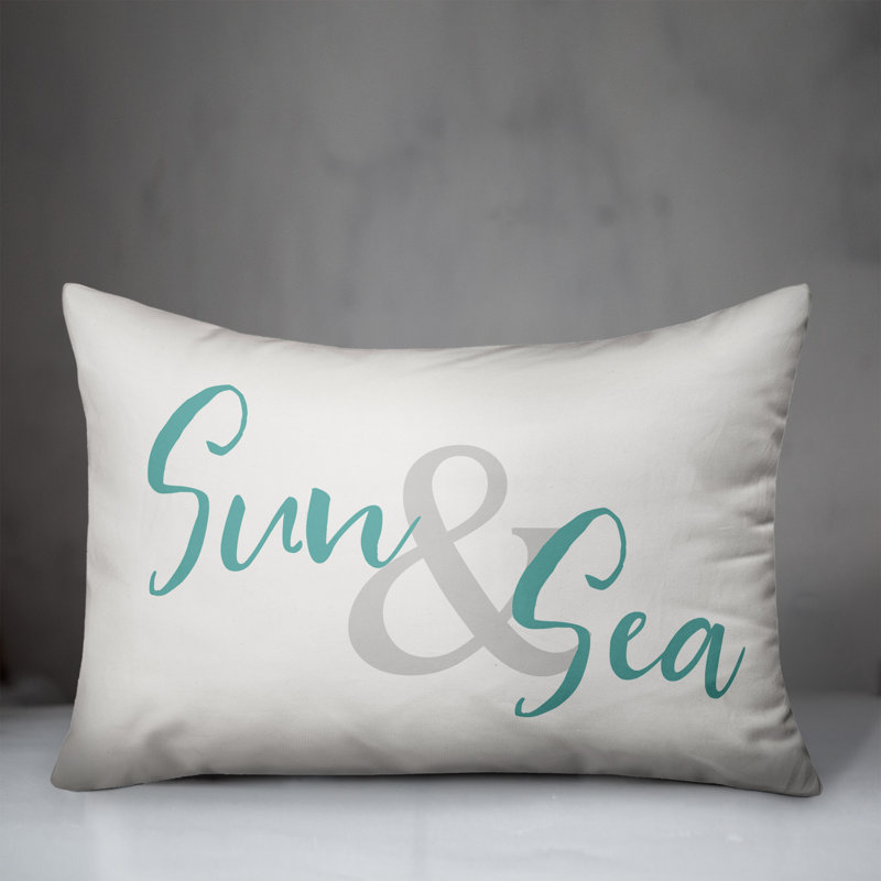  Housse et insert de coussin rectangulaire Sun and Sea, Bleu sarcelle