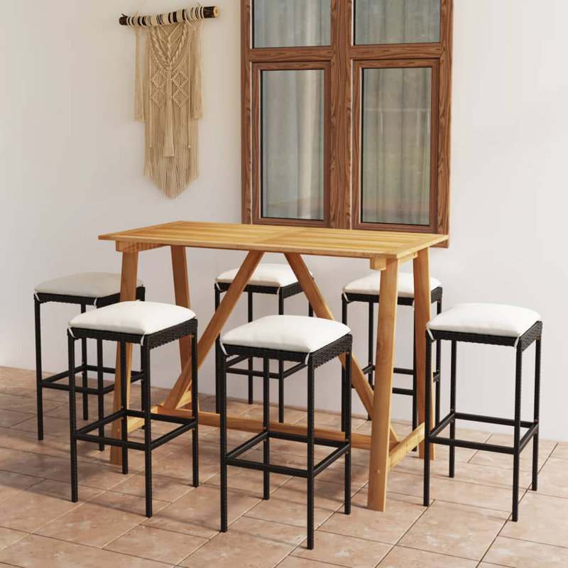Rectangular 6 - Person 55.1" Long Bar Height Dining Set, Black