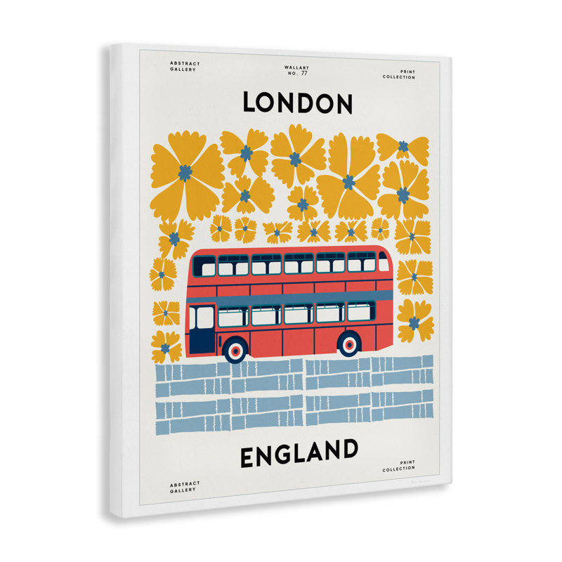 Toile Groovy London Bus, design par Omar Escalante, H 30 po x l 24 po