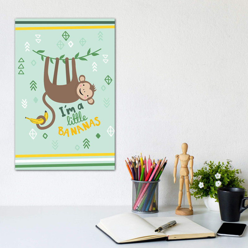 Little Monkey I by Caroline Alfreds - Print, Wrapped Canvas, No Mat, 12" H x 8" W x 0.75" D