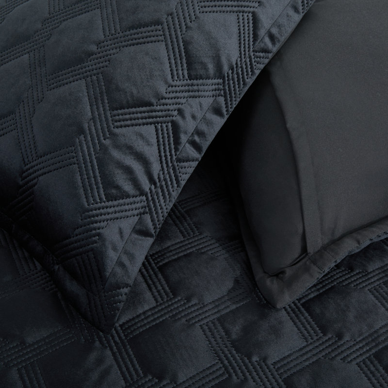 Reversible Diamond Embossed Bedspread Set – Geometric Quilt With Shams, Queen Bedspread Set with 2 Pillow Shams