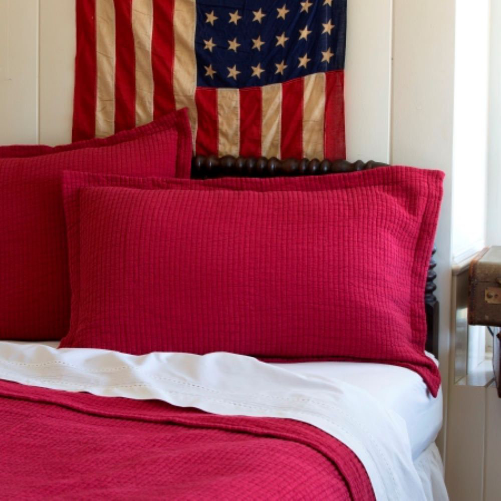 Hudson Stripe Shams, King, Red