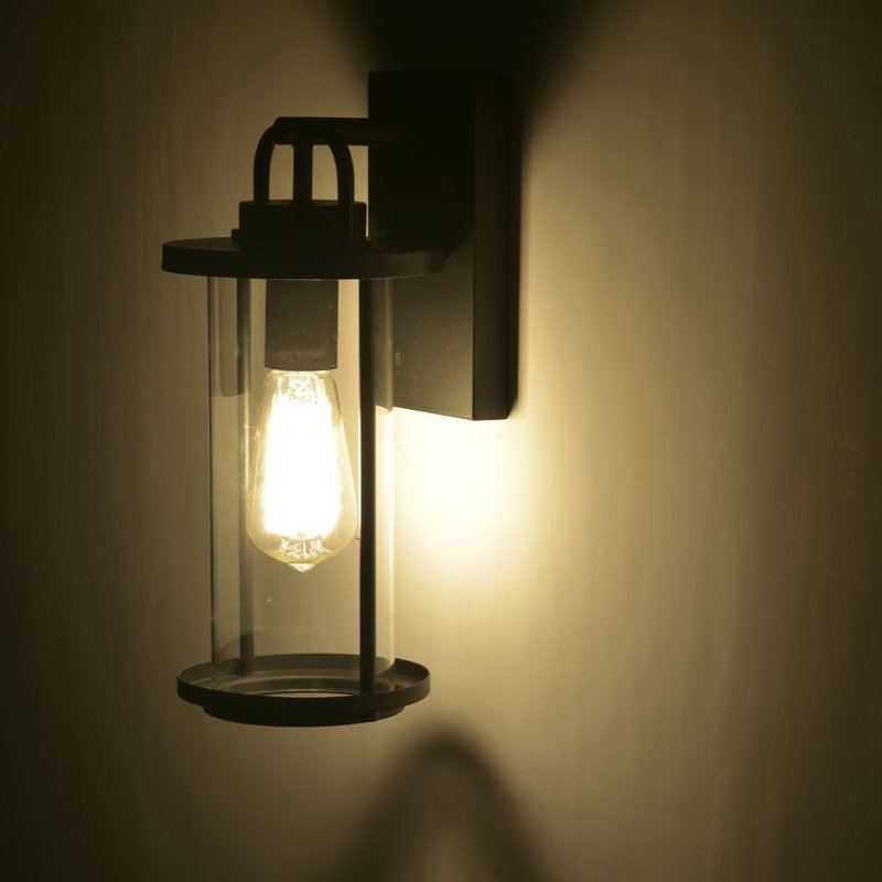 Applique murale d'extérieur à 1 ampoule Doran texturée noire, H 12,5 po x l 5,5 po x P 6,25 po