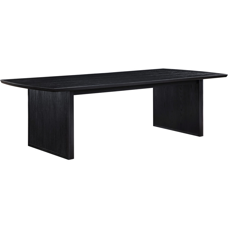 Table de salle à manger Mason avec rallonge amovible, design contemporain, bois brossé et pattes exagérées, table à rallonge de 18 pouces, plateau en biseau légèrement incurvé