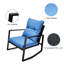 Bistro d'extérieur moderne - 3 pièces avec coussins bleus pour piscine, jardin, pelouse. Mobilier de terrasse en métal et polyéthylène. Parfait pour la pelouse et la piscine.