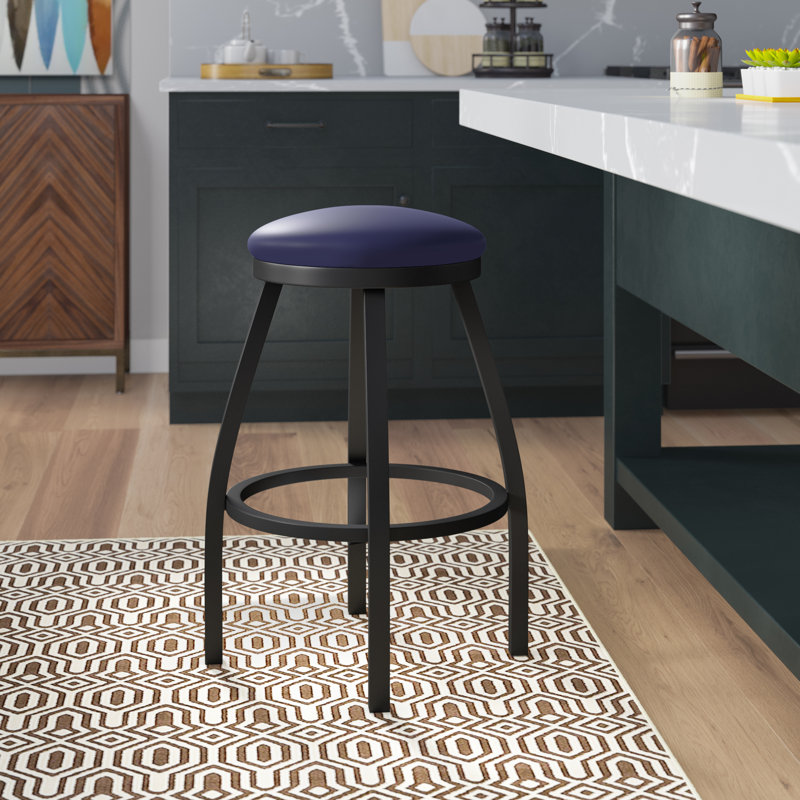 Tabouret pivotant Cragin XL802, Noir froissé, Vinyle - baie Rein, Tabouret de bar (siège d’une hauteur de 30 po)