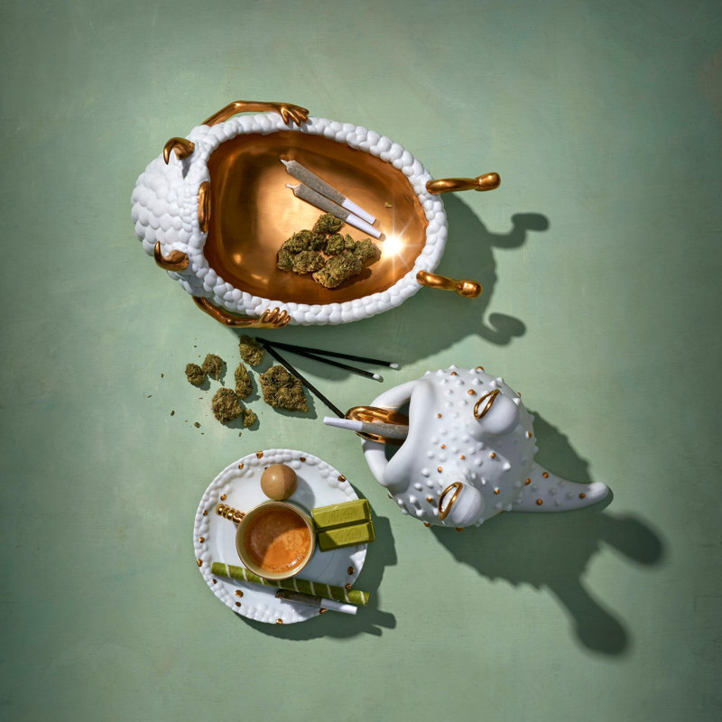 Haas Lazy Susan Catchall, White/Gold
