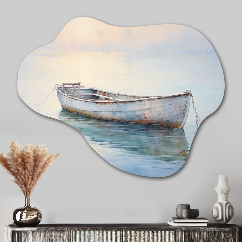 Bateau, Ethereal Waters I - Cloud Boat, décoration murale sculpture en métal asymétrique, H 27 po x l 35 po