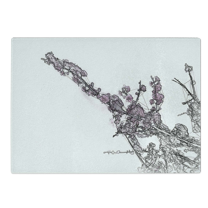 Tempered Glass Cherry Blossom Tree Chopping Board, 39 cm W x 28.5 cm L