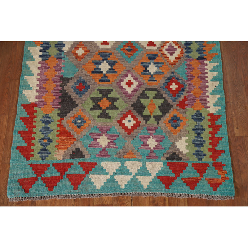 Tapis géométrique en laine Kilim