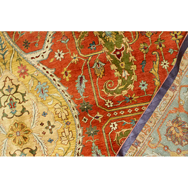 Lamani Wool Oriental Area Rug in Rust/Yellow/Blue