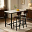 Ensemble de salle à manger industriel haut, table de pub compacte 3 pièces avec 2 tabourets confortables, 2 tailles et 4 options de couleurs pour le studio et le café-243436569-244937530