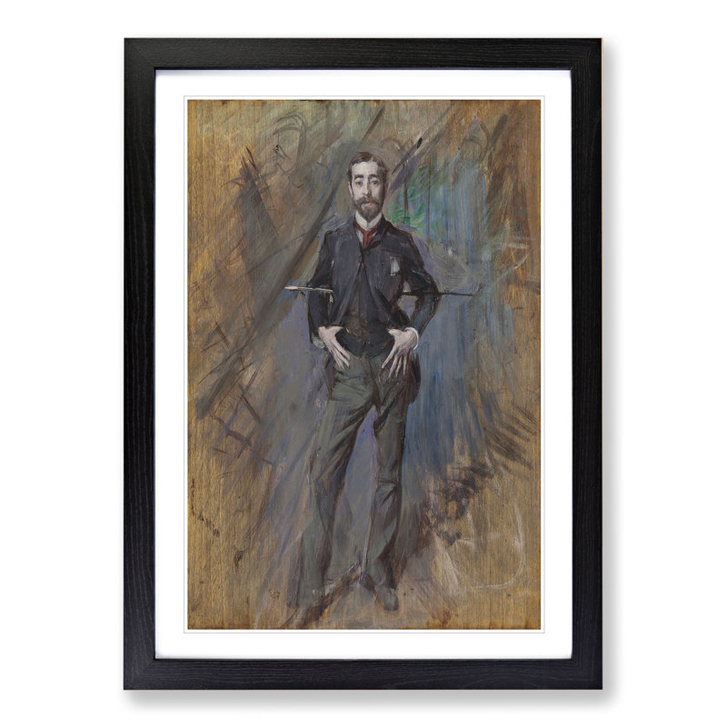 Portrait of John Singer Sargent by Giovanni Boldini - Picture Frame Painting, 65cm H x 48cm W x 2cm D, Black Framed