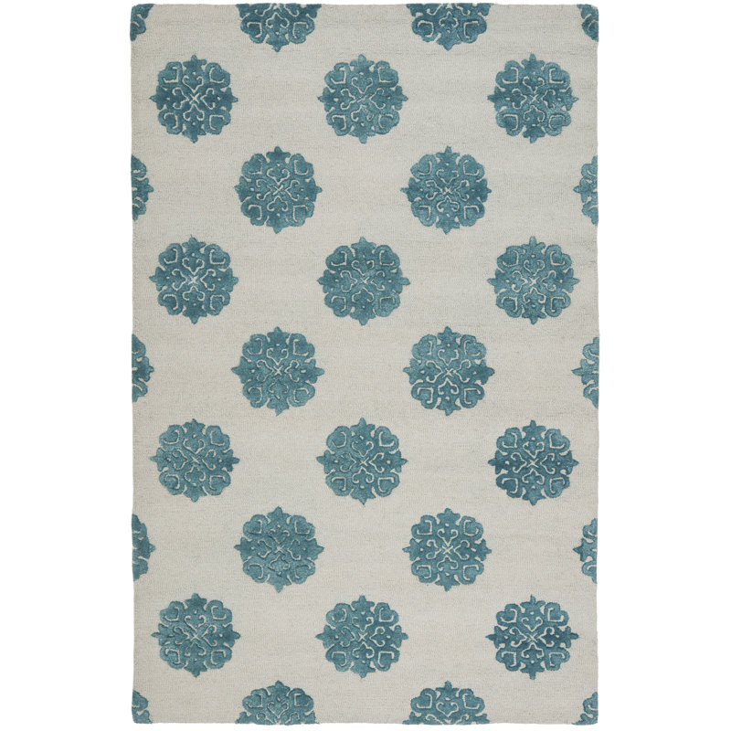 Candelo Hand Tufted Wool Floral Rug, Rectangle 2'3" x 4'