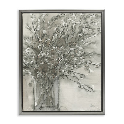 Grey Charcoal Bouquet Framed Floater Canvas Wall Art By Naomi Mccavitt