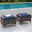 Melvarn Outdoor Patio Wicker Ottoman Set Of 2 With Cushion And Wood-look Finish-809674059