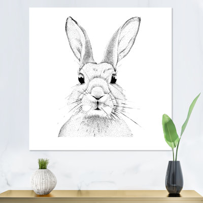 Portrait pointilliste d'un lapin - reproduction de dessin sur toile