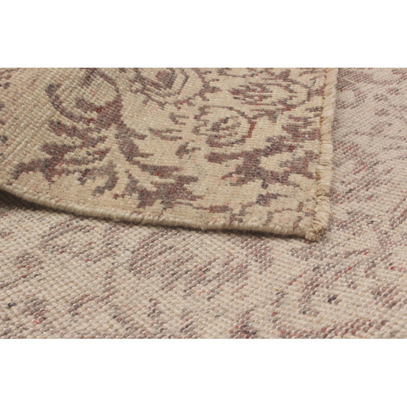 Tapis unique en laine noué à la main style Oushak beige de 7 pi 9 po x 9 pi 7 po Finie
