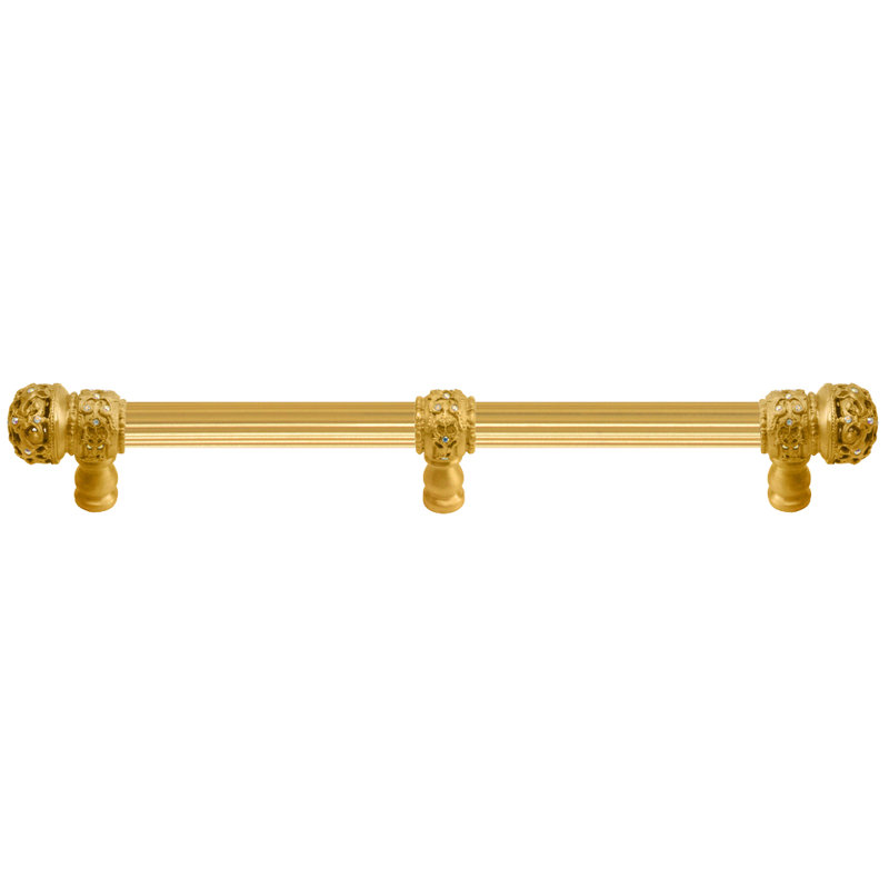 Juliane Grace 22 inches c.c. with 5/8 reeded center long pull small finial with 61 Swarovski Clear & Aurore Boreale Crystals with center brace in Gilded Mercury