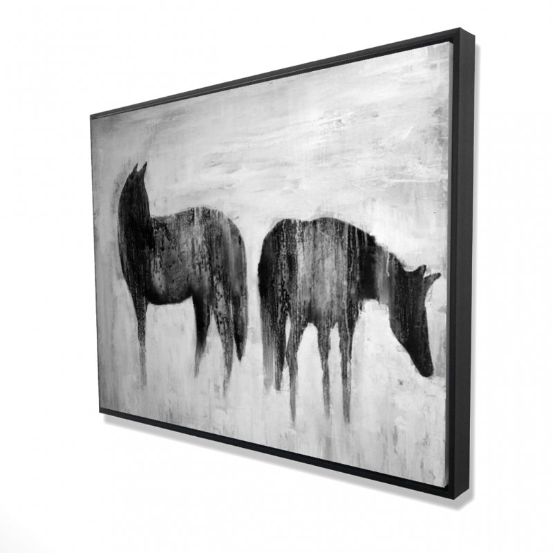 Horses Silhouettes In The Mist Print On Canvas