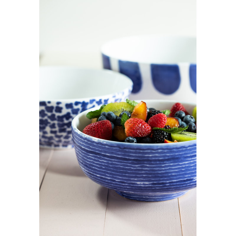 Santorini Stripe Medium Footed Serving Bowl