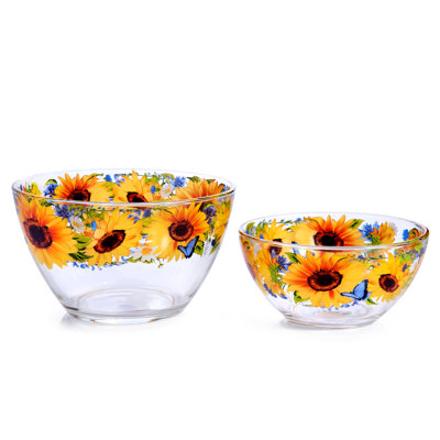 Bol à salade en verre Sunflowers