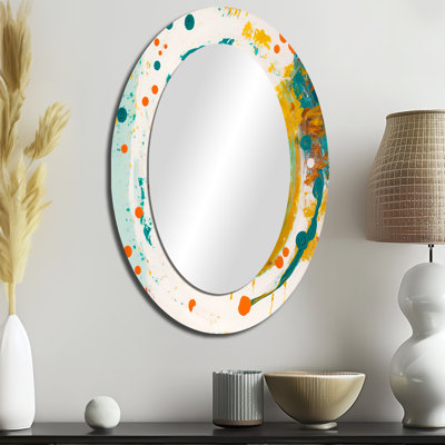 Miroir mural oval spiral mariage ambre électrique et bleu sarcelle