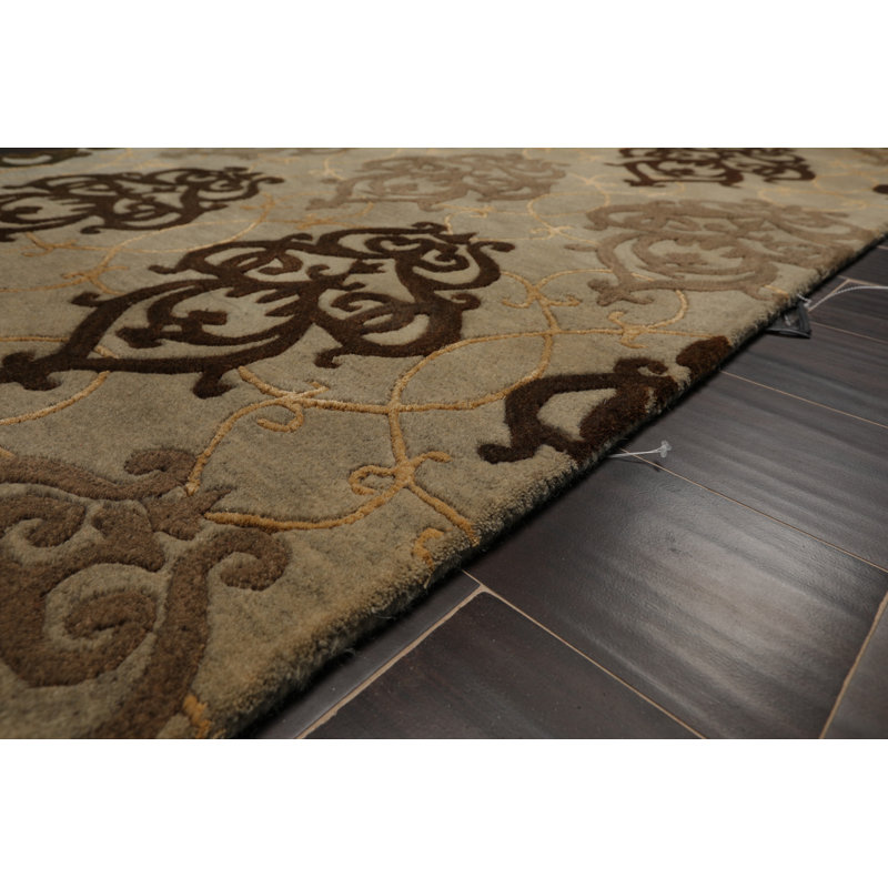 Tapis décoratif en laine brun Touffeté à la main Gilbertsville