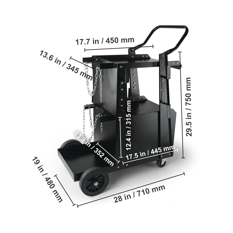 Chariot de soudage robuste avec armoire de rangement verrouillable et porte-bouteille de gaz, support de soudeuse mobile pour coupeur TIG / MIG / Plasma