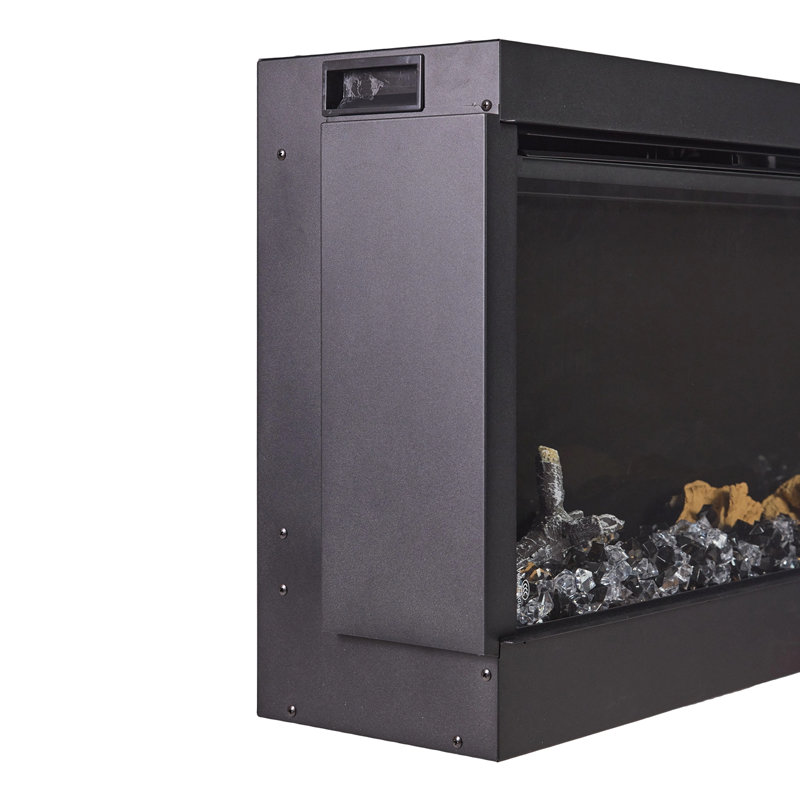 Ivy Bronx Black Electric Fireplace with 5120 BTU, 50cm H x 125cm W x 24cm D
