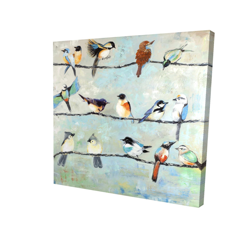 Petits oiseaux-reproduction sur toile tendue, H 24 po x l 24 po x P 1,5 po