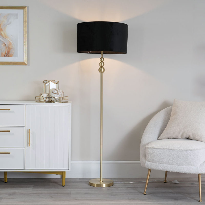 Randalia 145cm Traditional Floor Lamp, Brushed Gold, Black