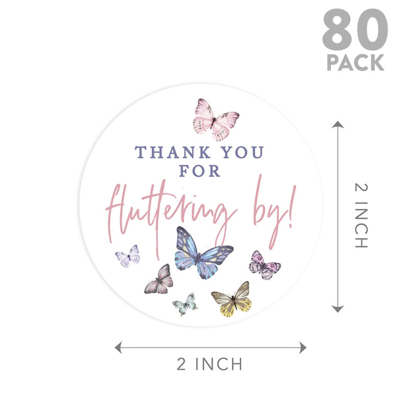 Autocollants ronds pour anniversaire de papillons