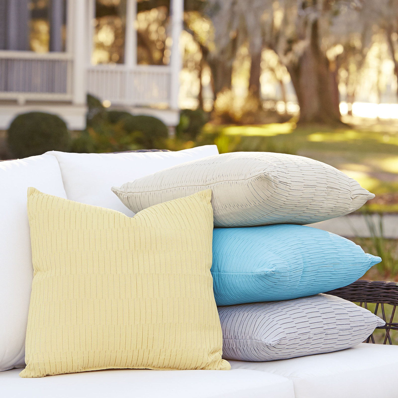 Retha Striped Indoor/Outdoor Throw Pillow, 20" H x 20" W x 4" D, Gold
