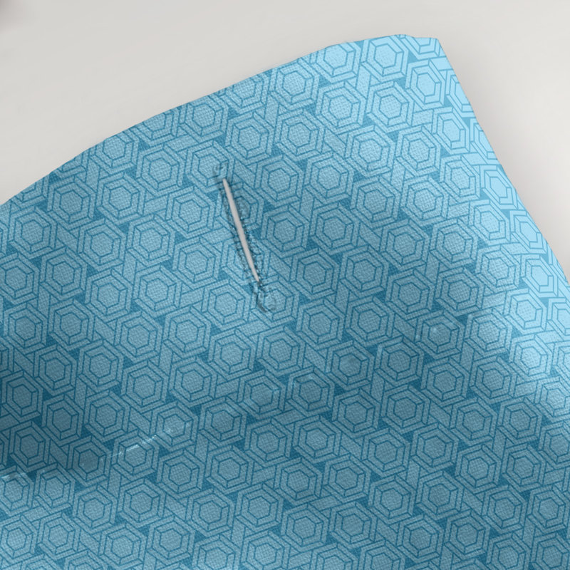 Rideau de douche simple hexagonal classique, Sarcelle / Bleu, Classic Hexagonal