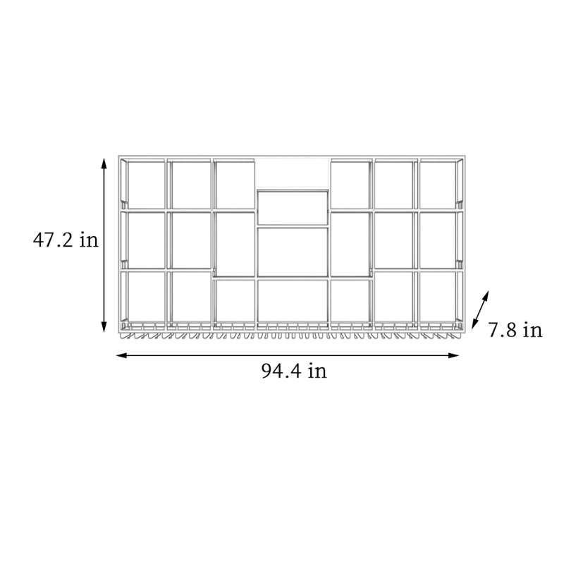 Multi-tier Iron Wall Mounted Wine Rack, 47.2" H x 94.4" W x 7.8" D, Gold