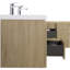 Meuble-lavabo flottant avec double vasque, mural et peu encombrant, pour une salle de bain moderne et fonctionnelle.-534199280