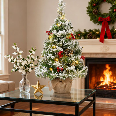 Compact Mini 50cm Snow Scene Christmas Tree