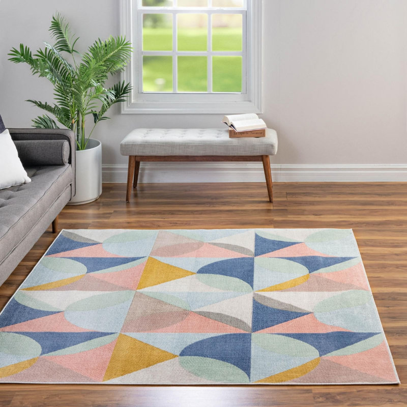 Tapis bleu contemporain Contemporary Nin, Tapis de couloir 2 pi x 10 pi