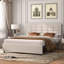 Base de lit tapissier pleine grandeur avec tête de lit ajustable Kempst, base de lit plateforme complète avec station de charge, sommier à lattes en bois, aucun sommier nécessaire-483643434-483643435