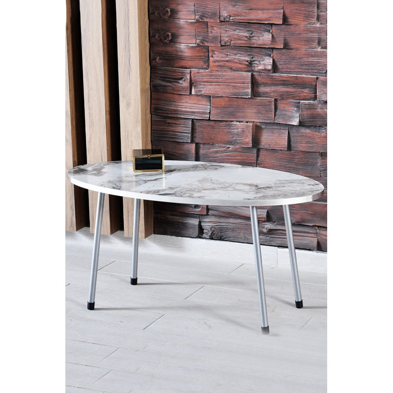 Cahit 35cm Console Table, White Marble