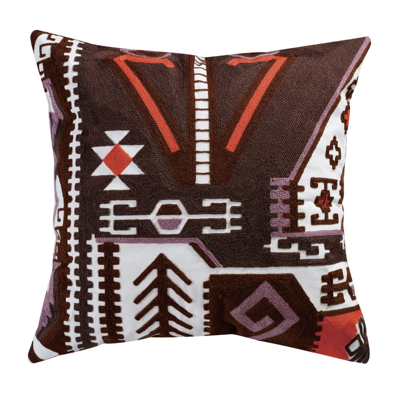 Hodson Embroidered Cotton Throw Pillow