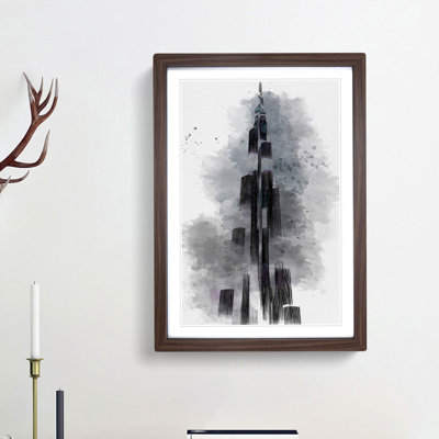Burj Khalifa in Dubai in Abstract - Picture Frame Graphic Art Print