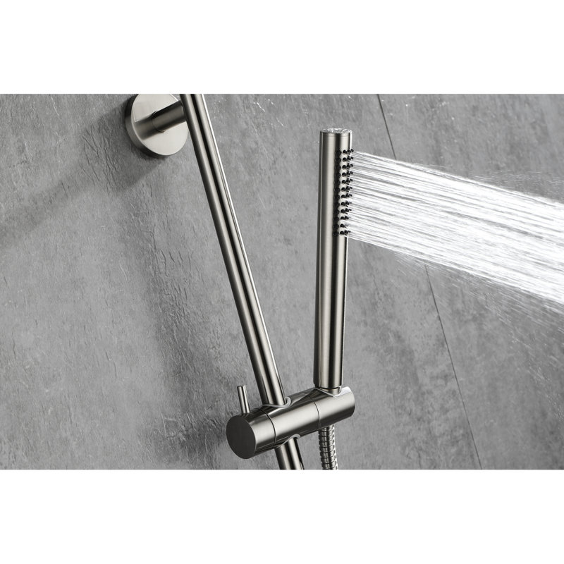 Handheld Shower With 28 - Inch Slide Bar And 59 Hose, Adjustable Height Functionality, Brushed Nickel Stainless Steel, Comfortable Spray Settings Finish Stainless, Multiple Options For Comfort