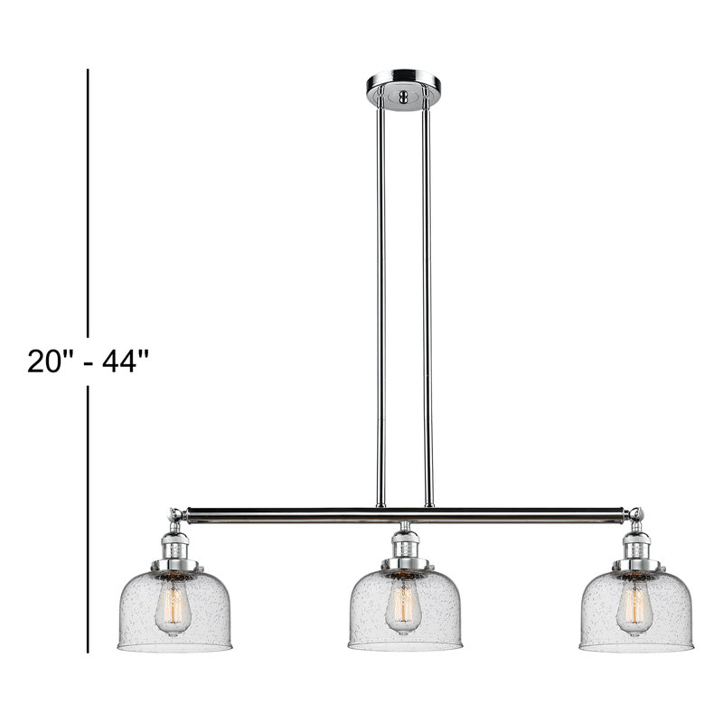 Luminaire suspendu pour îlot de cuisine 3 lumières avec abat-jour en verre Jebediah , Granuleux, Ampoule non incluse